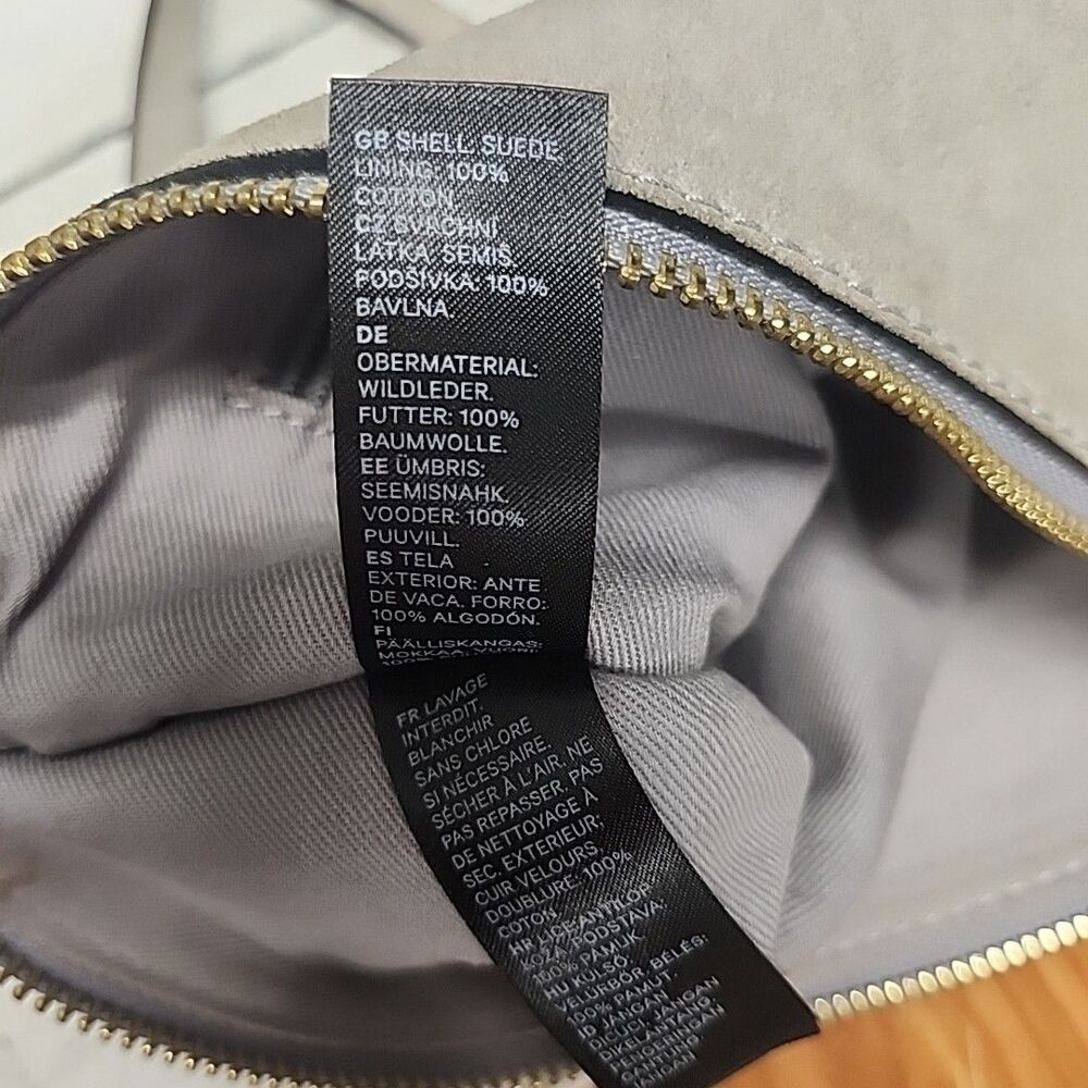 H&M Gray 100% Suede Shell Crossbody Bag Leather  Purse Small Travel - Picture 10 of 14